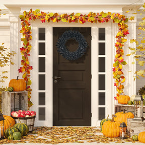 24 Inch Artificial Pre-lit Halloween Wreath with 35 Purple LED Lights