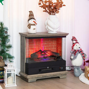 27 Inch Freestanding Electric Fireplace 1400W Fireplace Heater with Thermostat Control and Overheat Protection