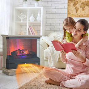 27 Inch Freestanding Electric Fireplace 1400W Fireplace Heater with Thermostat Control and Overheat Protection