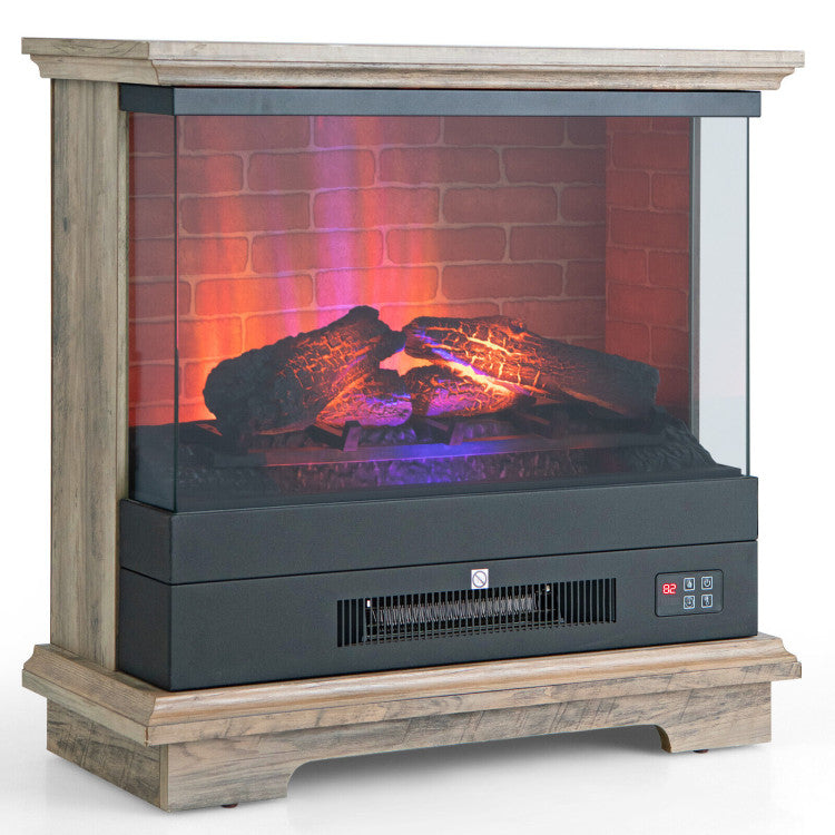 27 Inch Freestanding Electric Fireplace 1400W Fireplace Heater with Thermostat Control and Overheat Protection