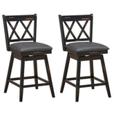 2 Pieces 25 Inch Counter Height Bar Stool 360° Swivel Seat with Soft Cushion and Ergonomic Backrest