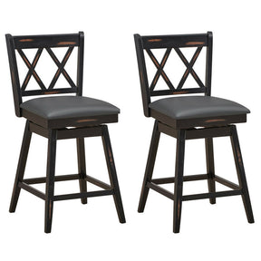 2 Pieces 25 Inch Counter Height Bar Stool 360° Swivel Seat with Soft Cushion and Ergonomic Backrest
