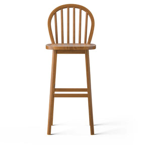2 Pieces 30 Inch Height Wooden Bar Stools with Backrest and Footrest