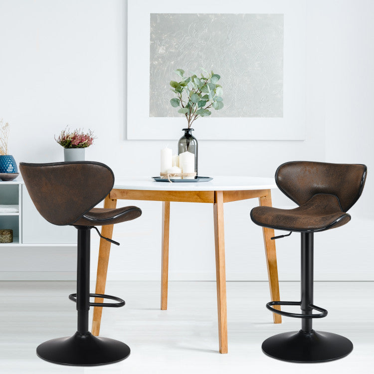 2 Pieces Adjustable Counter Height Bar Stools 360 Degrees Swivel Armless Dining Chair for Pub Kitchen