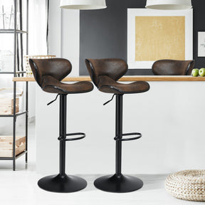 2 Pieces Adjustable Counter Height Bar Stools 360 Degrees Swivel Armless Dining Chair for Pub Kitchen
