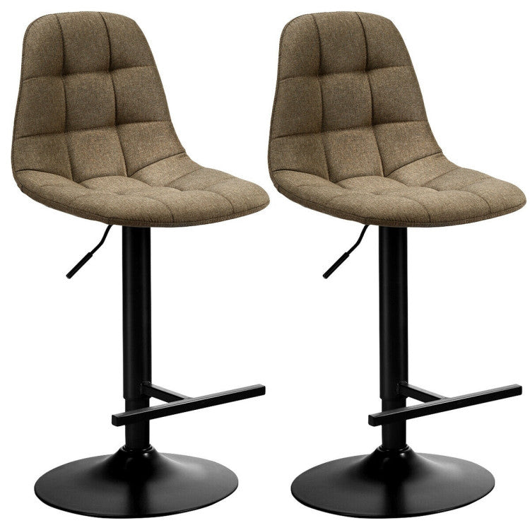 2 Pieces Height Adjustable Bar Stools 360 Degrees Swivel Armless Dining Chairs with Footrest for Kitchen Bistro Pub