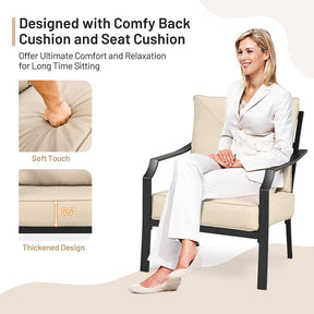 2 Pieces Patio Garden Dining Chairs Outdoor Bistro Armchairs with Padded Cushions
