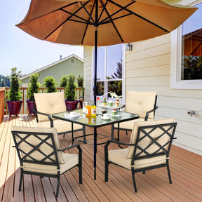 2 Pieces Patio Garden Dining Chairs Outdoor Bistro Armchairs with Padded Cushions