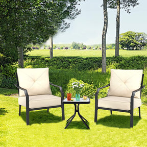 2 Pieces Patio Garden Dining Chairs Outdoor Bistro Armchairs with Padded Cushions