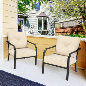 2 Pieces Patio Garden Dining Chairs Outdoor Bistro Armchairs with Padded Cushions