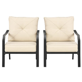 2 Pieces Patio Garden Dining Chairs Outdoor Bistro Armchairs with Padded Cushions