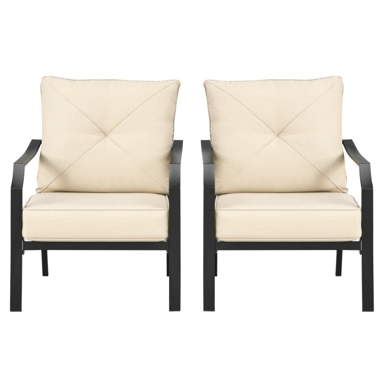 2 Pieces Patio Garden Dining Chairs Outdoor Bistro Armchairs with Padded Cushions