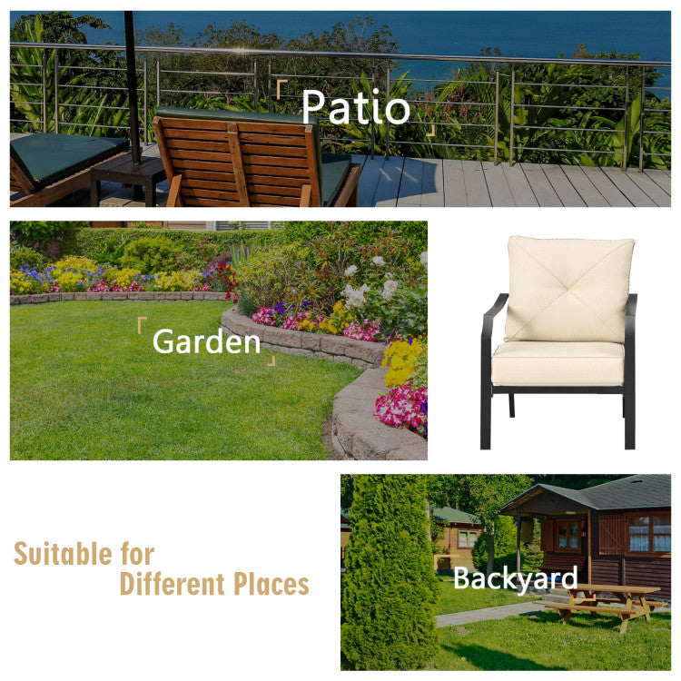 2 Pieces Patio Garden Dining Chairs Outdoor Bistro Armchairs with Padded Cushions