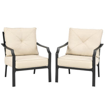 2 Pieces Patio Garden Dining Chairs Outdoor Bistro Armchairs with Padded Cushions