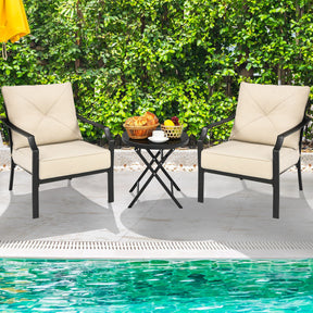 2 Pieces Patio Garden Dining Chairs Outdoor Bistro Armchairs with Padded Cushions