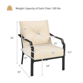 2 Pieces Patio Garden Dining Chairs Outdoor Bistro Armchairs with Padded Cushions