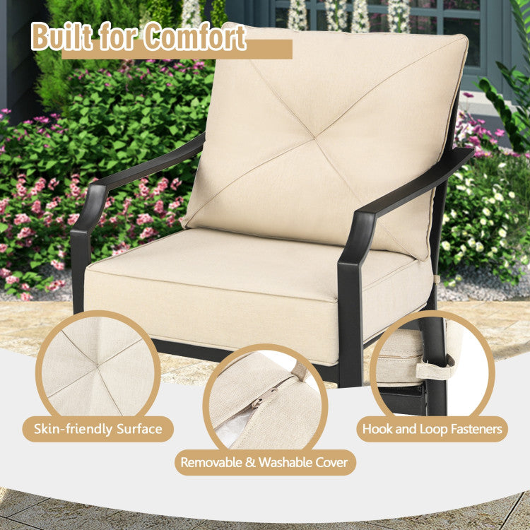 2 Pieces Patio Garden Dining Chairs Outdoor Bistro Armchairs with Padded Cushions