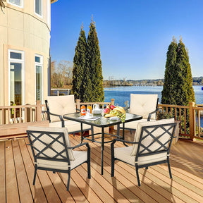 2 Pieces Patio Garden Dining Chairs Outdoor Bistro Armchairs with Padded Cushions