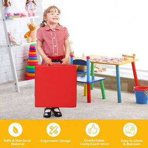 6 Piece 15 Inches Square Toddler Floor Cushions Flexible Soft Foam Seating with Handles