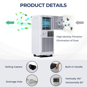 3-in-1 Portable Air Conditioner 10000 BTU AC Unit Air Cooler with Remote Control and 1-24 Hours Timer