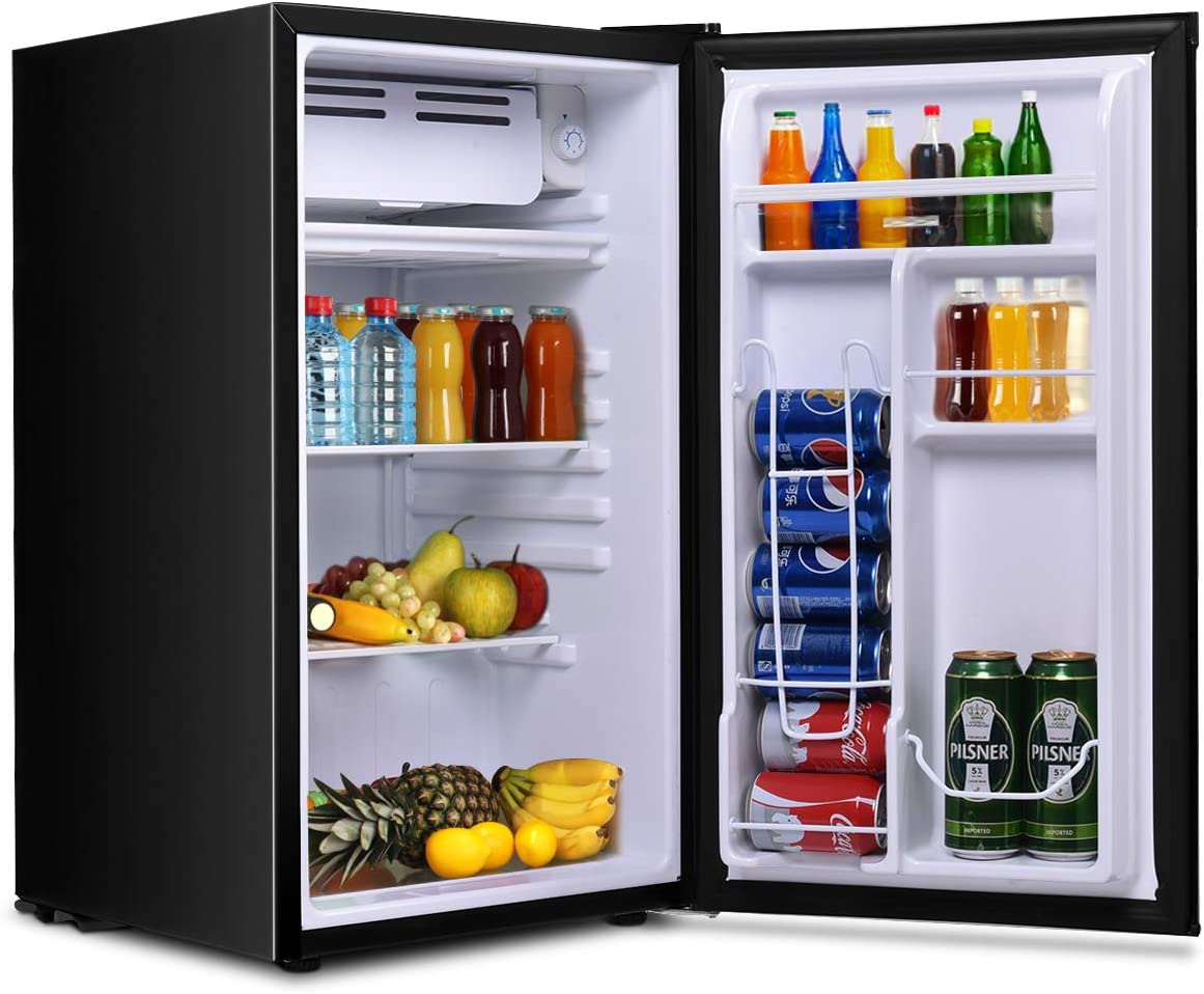 3.2 CU.FT Compact Refrigerator Single Door Freezer Mini Cooler Fridge with Adjustable Thermostat and Removable Glass Shelves for Dorm Apartment Office