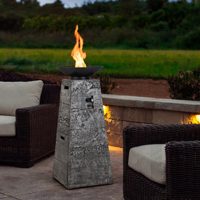 30000 BTU Outdoor Stainless Steel Burner 48 Inch Propane Fire Bowl Column with PVC Cover and Lava Rocks