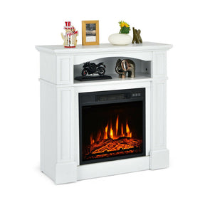 32 Inch Electric Fireplace Mantle 1400W Freestanding TV Stand Heater with Remote Control and Adjustable Brightness