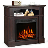 32 Inch Electric Fireplace Mantle 1400W Freestanding TV Stand Heater with Remote Control and Adjustable Brightness