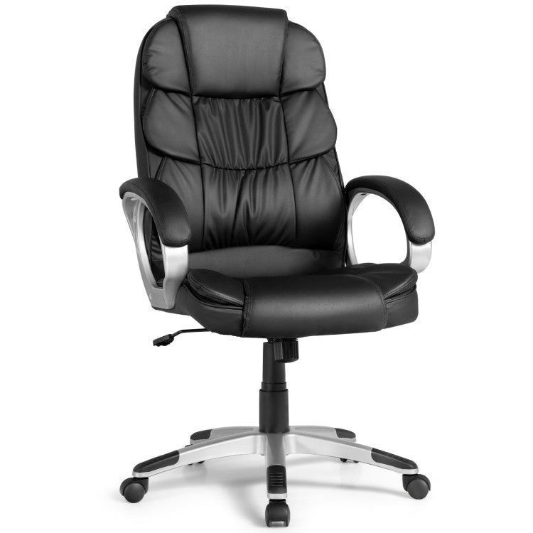 330 lbs Ergonomic Leather Office Chair High Back Adjustable Computer Desk Chair with Rocking Function