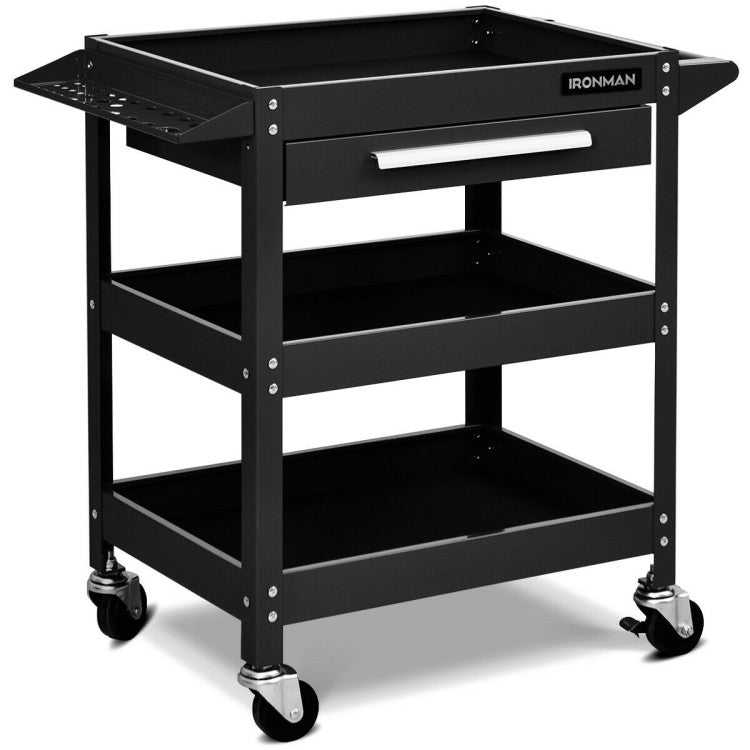 3 Tier Rolling Tool Cart 330 LBS Heavy Duty Utility Trolley Organizer with Drawer