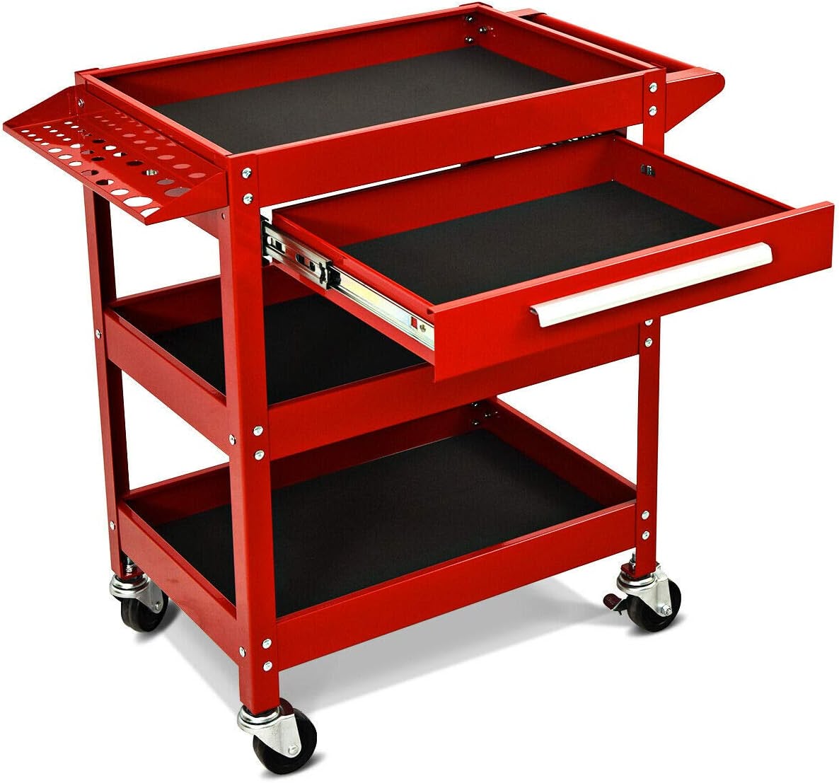 3 Tier Rolling Tool Cart 330 LBS Heavy Duty Utility Trolley Organizer with Drawer