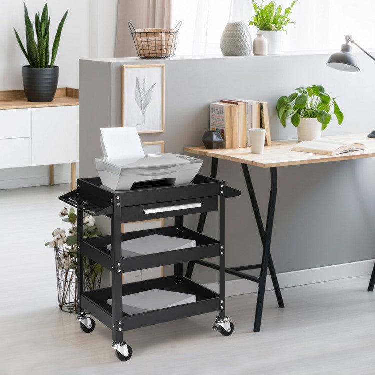 3 Tier Rolling Tool Cart 330 LBS Heavy Duty Utility Trolley Organizer with Drawer
