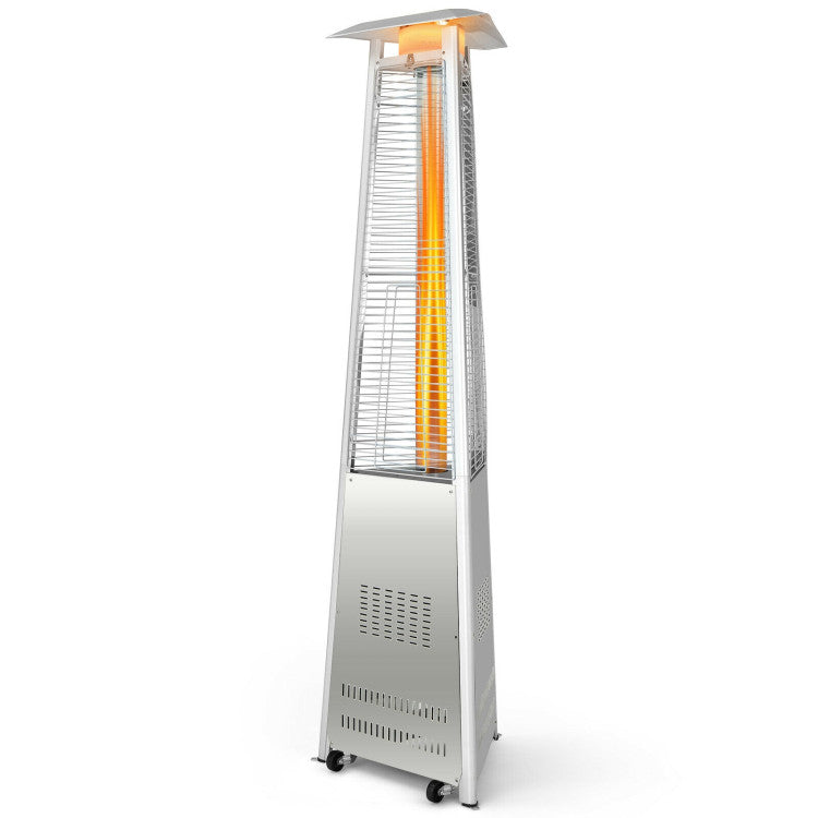 42000 BTU Outdoor Stainless Steel Pyramid Propane Heater With Ignition System and Wheels