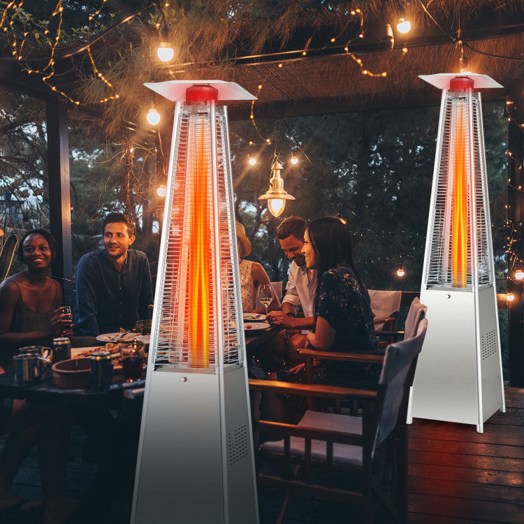 42000 BTU Portable Pyramid Stainless Steel Propane Patio Heater with Ignition System and Wheels