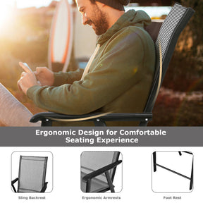 4 Pieces Outdoor Folding Textilene Chair Set Portable Patio Dining Chairs Sling Chair with Armrest for Camping Poolside Beach