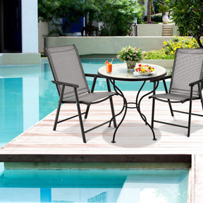 4 Pieces Outdoor Folding Textilene Chair Set Portable Patio Dining Chairs Sling Chair with Armrest for Camping Poolside Beach