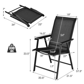 4 Pieces Outdoor Folding Textilene Chair Set Portable Patio Dining Chairs Sling Chair with Armrest for Camping Poolside Beach