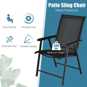 4 Pieces Outdoor Folding Textilene Chair Set Portable Patio Dining Chairs Sling Chair with Armrest for Camping Poolside Beach
