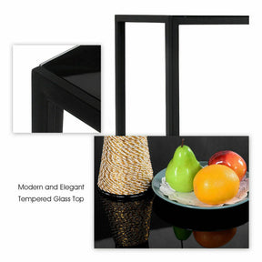 5-Piece Dining Table and Chair Set Kitchen Dining Room Table Set with Glass Tabletop and Metal Frame Chairs