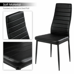 5-Piece Dining Table and Chair Set Kitchen Dining Room Table Set with Glass Tabletop and Metal Frame Chairs