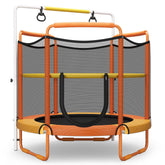 5FT Outdoor Kids Trampoline 3-in-1 ASTM Approved Toddler Game Trampoline with Adjustable Horizontal Bar Enclosure Safety Net