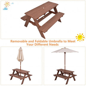 4-Seat Outdoor Picnic Table Bench with Umbrella