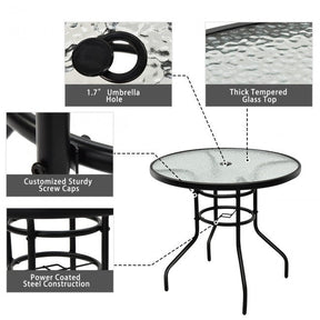32 Inch Tempered Glass Patio Round Table