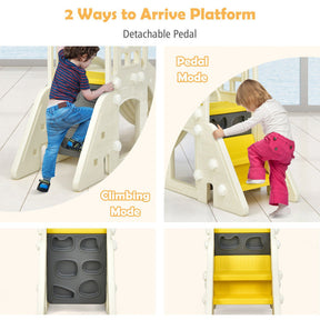 6-In-1 Freestanding Kids Large Slide Toddler Climber Slide Playset with Basketball Hoop Ring Toss