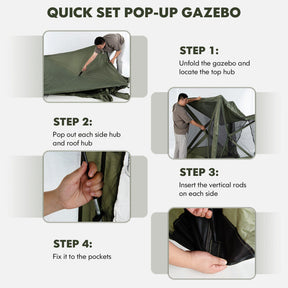 6.7 x 6.7 Feet Pop Up Gazebo Portable Screen Tent Instant Canopy Shelter with Netting and Carry Bag for Camping