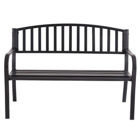50" Steel Garden Bench Loveseats Outdoor Patio Furniture Chair with Slatted Seat