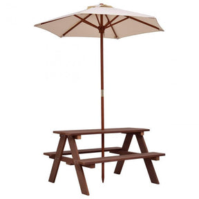 4-Seat Outdoor Picnic Table Bench with Umbrella