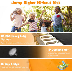 8 x 14 Feet Outdoor Rectangular Trampoline 440LBS Bearing Recreational Trampolines with Waterproof Pad