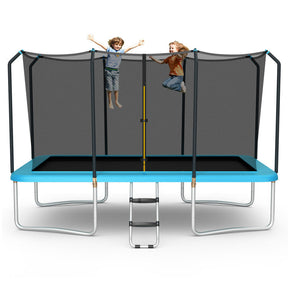 8 x 14 Feet Outdoor Rectangular Trampoline 440LBS Bearing Recreational Trampolines with Waterproof Pad