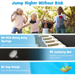 8 x 14 Feet Outdoor Rectangular Trampoline 440LBS Bearing Recreational Trampolines with Waterproof Pad